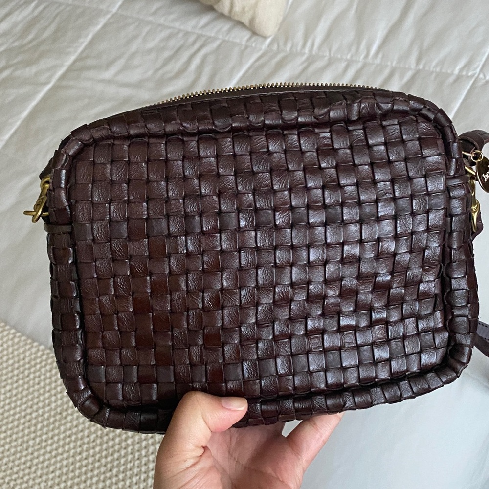 Clare V Dark Plum Woven midi sac Crossbody Bag - Picture 9 of 11